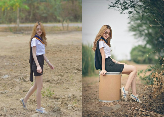 Nữ y tá tương lai sở hữu thân hình chuẩn với đôi chân dài, thẳng tắp.May có sở thích chụp hình và đi dạo phố, mua sắm. Nu y ta Thai Lan noi tieng vi xinh nhu hot girl hinh anh 3