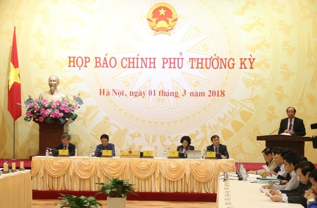 Họp báo diễn ra dưới sự chủ trì của Bộ trưởng, Chủ nhiệm Văn phòng Chính phủ Mai Tiến Dũng 