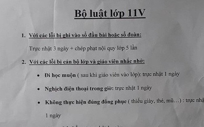 Bản nội quy lớp học khó đỡ của cô giáo.