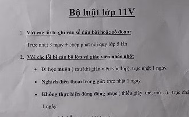 Bản nội quy lớp học khó đỡ của cô giáo.