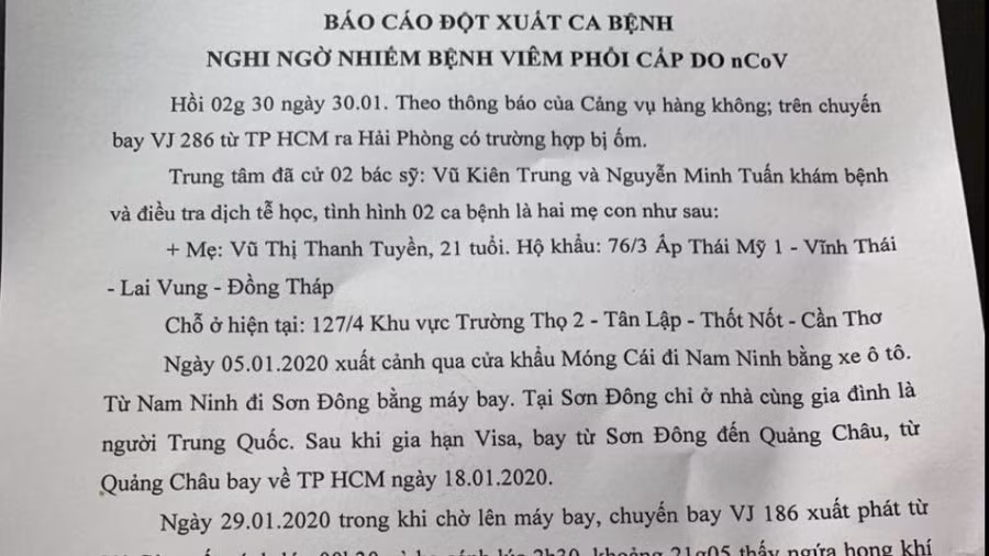 Phát hiện 2 mẹ con nghi mắc virus Corona vừa xuống sân bay Cát Bi,Hải Phòng