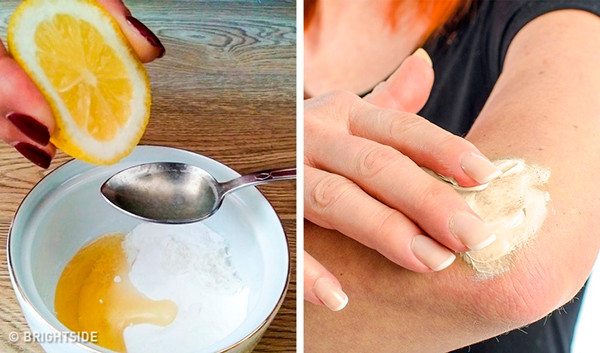 Chanh và mật ong Mật ong hoạt động như chất dưỡng ẩm tự nhiên, kết hợp với chanh, tạo thành hỗn hơp dưỡng trắng da rất hiệu quả. Trộn 2 thìa mật ong với nước cốt nửa quả chanh và 1 thìa baking soda. Thoa hỗn hợp lên khuỷu tay/đầu gối, để khoảng 20 phút rồi rửa lại với nước sạch.