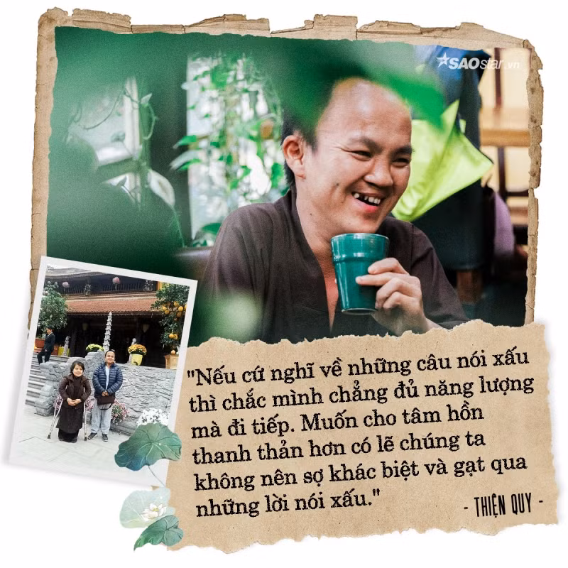 Đối diện với những lời nói ác ý ấy, Thiện Quy chỉ mỉm cười. Anh nói rằng, trong gần 1 năm thực hiện hành trình của mình, Thiện Quy đã nghe thấy rất nhiều lời gièm pha nhưng đều bỏ ngoài tai và dần dần quên đi, không còn nhớ đến. 