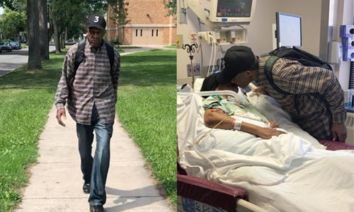 Bất kể mưa nắng, suốt nhiều năm qua, cụ ông 99 tuổi Luther Younger luôn vượt qua quãng đường đi và về dài 10 km tới thăm vợ trong bệnh viện. Bất kể mưa nắng, suốt nhiều năm qua, cụ ông 99 tuổi Luther Younger luôn vượt qua quãng đường đi và về dài 10 km tới thăm vợ trong bệnh viện. Ảnh: CBS.