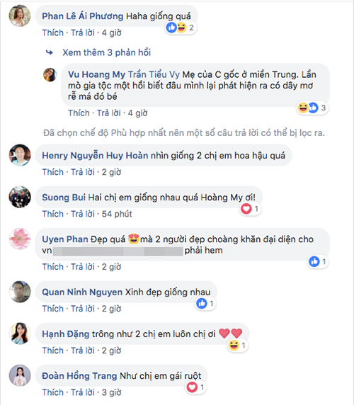 Nhiều bình luận nhận xét hai người đẹp như chị em ruột. Nhiều bình luận nhận xét hai người đẹp như chị em ruột.