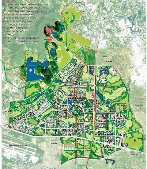 Mặt bằng tổ chức không gian đô thị vệ tinh Sóc Sơn