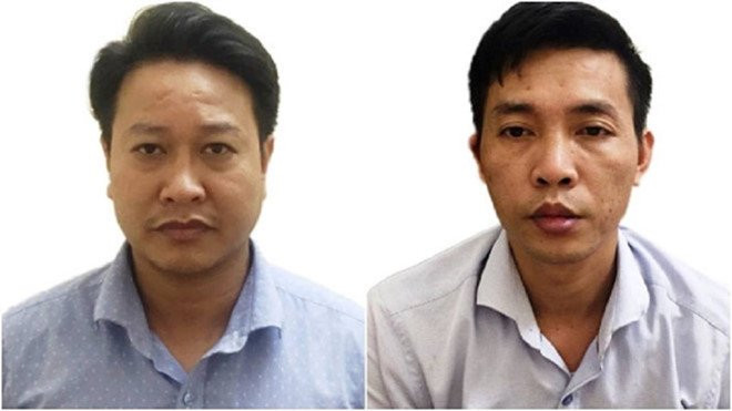 Hai đối tượng Đỗ Mạnh Tuấn (phải) và Nguyễn Khắc Tuấn