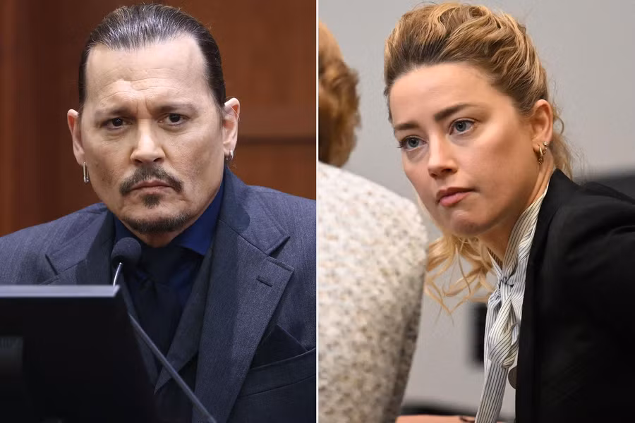 Amber Heard và Johnny Depp tại phiên tòa gần đây.