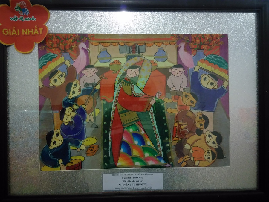 Tác phẩm “ Hát chầu văn quê em” của em Nguyễn Thu Phương, HS Lớp 9/10 Trường THCS Quang Trung, Q. Gò Vấp, TPHCM đạt giải Nhất Tác phẩm “ Hát chầu văn quê em” của em Nguyễn Thu Phương, HS Lớp 9/10 Trường THCS Quang Trung, Q. Gò Vấp, TPHCM đạt giải Nhất