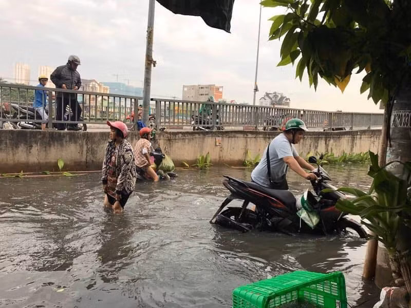 Nước ngập từ ngoài phố...