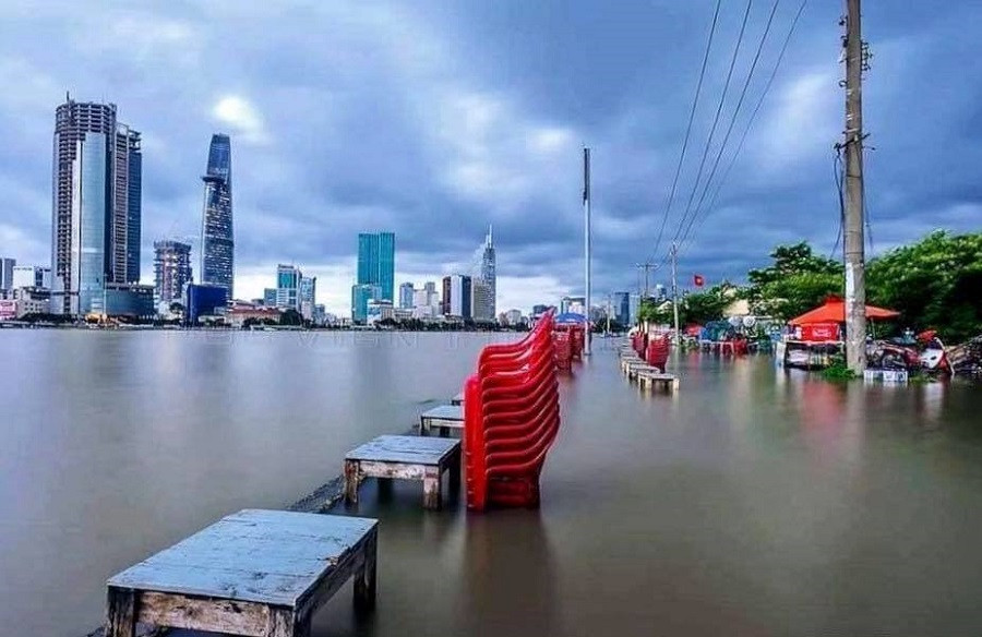 Toàn cảnh TP.HCM bị ngập vì triều cường (ảnh CTV). Toàn cảnh TP.HCM bị ngập vì triều cường (ảnh CTV).