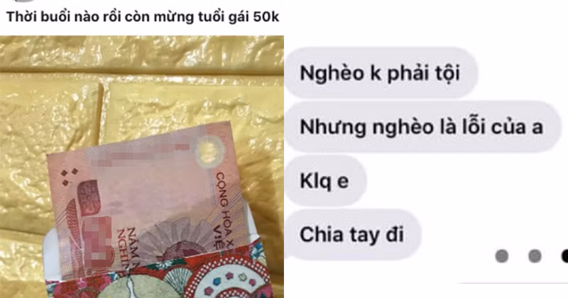  Cô gái đăng trạng thái chê 50k tiền lì xì của bạn trai là ít và đòi chia tay ngay mùng 1 Tết.