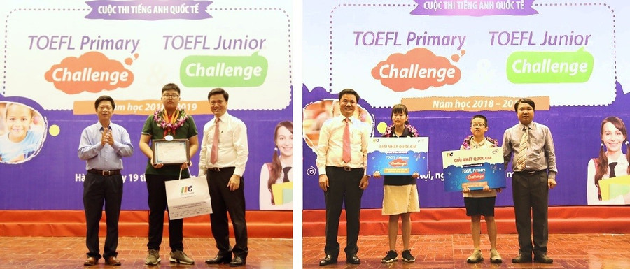 Ông Nguyễn Trọng Hoàn - Phó Vụ trưởng Vụ GD Trung học, ông Tạ Ngọc Trí - Phó Vụ trưởng Vụ GD Tiểu học (Bộ GD&ĐT) và ông Đoàn Hồng Nam - Chủ tịch IIG Việt Nam trao giải cho các thí sinh xuất sắc năm học 2018-2019 Ông Nguyễn Trọng Hoàn - Phó Vụ trưởng Vụ GD Trung học, ông Tạ Ngọc Trí - Phó Vụ trưởng Vụ GD Tiểu học (Bộ GD&ĐT) và ông Đoàn Hồng Nam - Chủ tịch IIG Việt Nam trao giải cho các thí sinh xuất sắc năm học 2018-2019