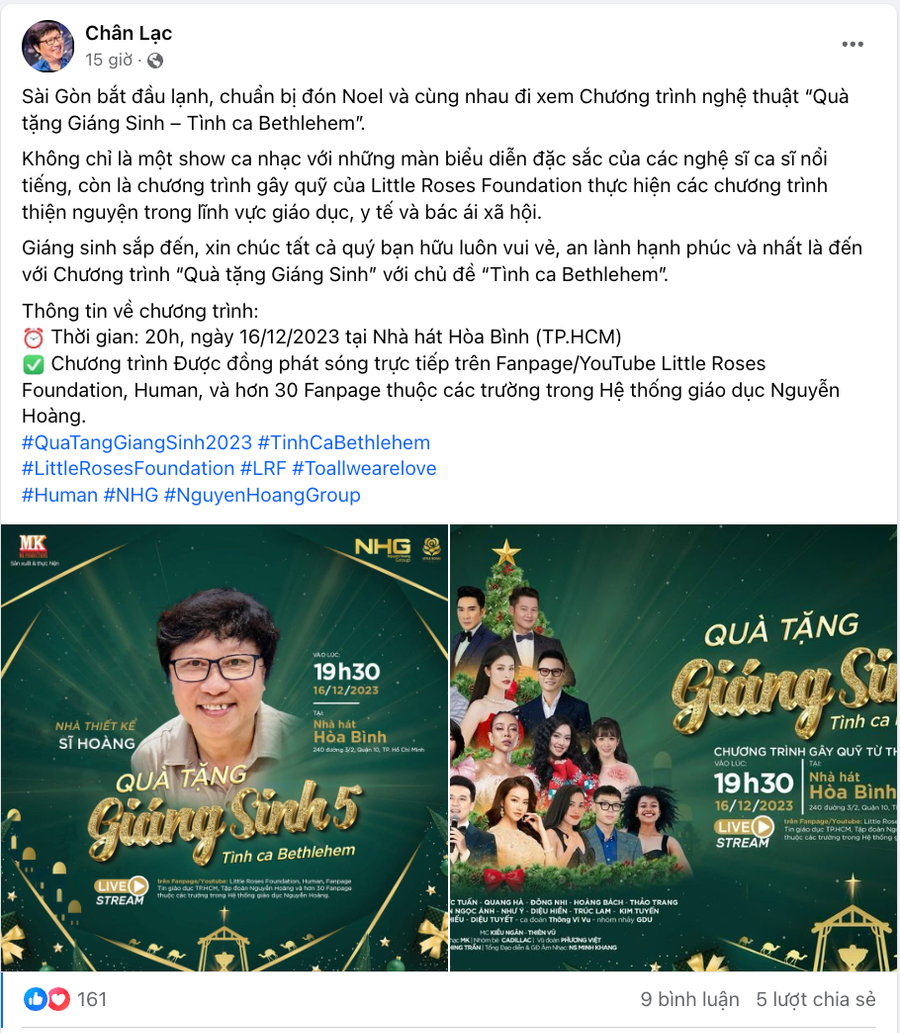 Nhà thiết kế Sĩ Hoàng chia sẻ thông tin chương trình và mời mọi người cùng đón xem. Nhà thiết kế Sĩ Hoàng chia sẻ thông tin chương trình và mời mọi người cùng đón xem.