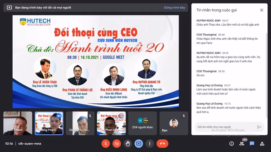 4 vị khách mời của chương trình đối thoại cùng CEO với chủ đề " hành trình tuổi 20"