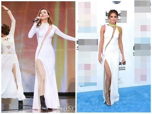 Một thiết kế của Lý Quí Khánh được Hà Hồ mặc cũng bị cho là "đạo nhái" với bộ cánh Versace mà Selena mặc trong một sự kiện vào năm 2015. Một thiết kế của Lý Quí Khánh được Hà Hồ mặc cũng bị cho là "đạo nhái" với bộ cánh Versace mà Selena mặc trong một sự kiện vào năm 2015.