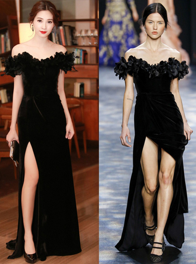 "Thần tiên tỷ tỷ" Đặng Thu Thảo xuất hiện tại một sự kiện ở TP.HCM trong bộ váy đen tuyền, trễ vai, đính lông vũ phần ngực. Sẽ không có gì đáng nói nếu thiết kế này không bị phát hiện có nhiều điểm giống nhau kỳ lạ với thiết kế nằm trong BST Thu Đông 2016 của Marchesa. "Thần tiên tỷ tỷ" Đặng Thu Thảo xuất hiện tại một sự kiện ở TP.HCM trong bộ váy đen tuyền, trễ vai, đính lông vũ phần ngực. Sẽ không có gì đáng nói nếu thiết kế này không bị phát hiện có nhiều điểm giống nhau kỳ lạ với thiết kế nằm trong BST Thu Đông 2016 của Marchesa.
