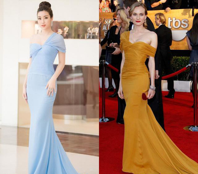 Hoa hậu Đỗ Mỹ Linh mặc đầm ôm xanh pastel dịu mát có chi tiết xoắn chéo vải ở ngực của NTK Lê Thanh Hòa được đúng một lần thì bị phát hiện là có sự "trùng hợp" gần như toàn bộ với trang phục mà minh tinh Diane Kruger mặc tại lễ trao giải Screen Actors Guild Awards được tổ chức tại thính phòng Shrine năm 2010. Hoa hậu Đỗ Mỹ Linh mặc đầm ôm xanh pastel dịu mát có chi tiết xoắn chéo vải ở ngực của NTK Lê Thanh Hòa được đúng một lần thì bị phát hiện là có sự "trùng hợp" gần như toàn bộ với trang phục mà minh tinh Diane Kruger mặc tại lễ trao giải Screen Actors Guild Awards được tổ chức tại thính phòng Shrine năm 2010.