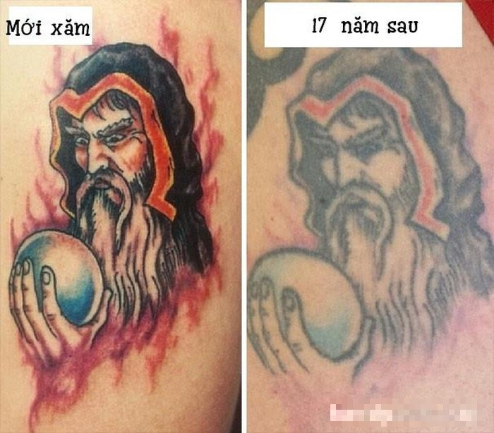 Hình xăm mờ nhạt đi nhiều.