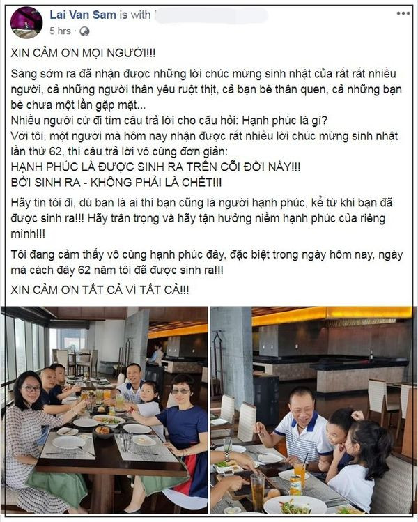 Sinh nhật lần thứ 62, MC, nhà báo Lại Văn Sâm bất ngờ đăng ảnh đại gia đình ảnh 1 MC, nhà báo Lại Văn Sâm bất ngờ đăng ảnh đại gia đình trong ngày sinh nhật lần thứ 62 ảnh 0