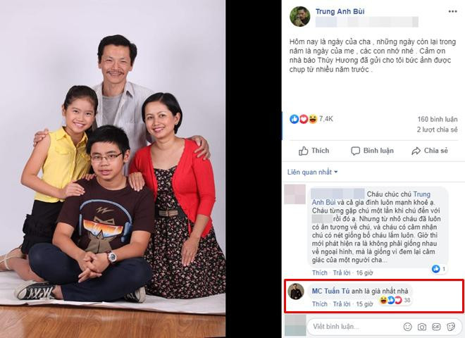 NSƯT Trung Anh hiếm hoi khoe ảnh gia đình, bất ngờ nhất là bình luận của MC Tuấn Tú ảnh 2 NSƯT Trung Anh hiếm hoi khoe ảnh gia đình, bất ngờ nhất là bình luận của MC Tuấn Tú ảnh 2