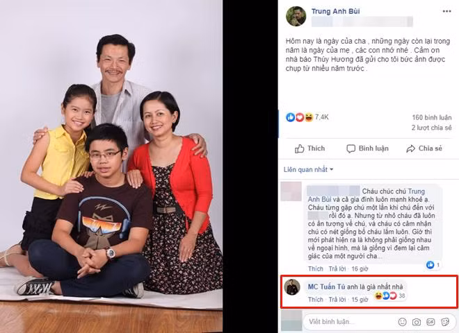 NSƯT Trung Anh hiếm hoi khoe ảnh gia đình, bất ngờ nhất là bình luận của MC Tuấn Tú ảnh 2 NSƯT Trung Anh hiếm hoi khoe ảnh gia đình, bất ngờ nhất là bình luận của MC Tuấn Tú ảnh 2