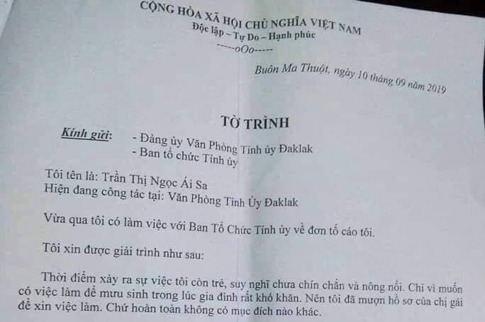 Trưởng phòng quản trị Tỉnh ủy Đắk Lắk thừa nhận sử dụng bằng cấp 3 của chị gái để thăng tiến