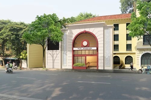 Phối cảnh cửa lên xuống số một, ga ngầm C9. Ảnh:MRB. Phối cảnh cửa lên xuống số một, ga ngầm C9. Ảnh: MRB.