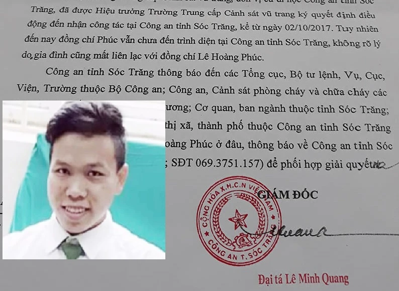 Công an Sóc Trăng tìm chiến sĩ mất tích trên đường về nhà