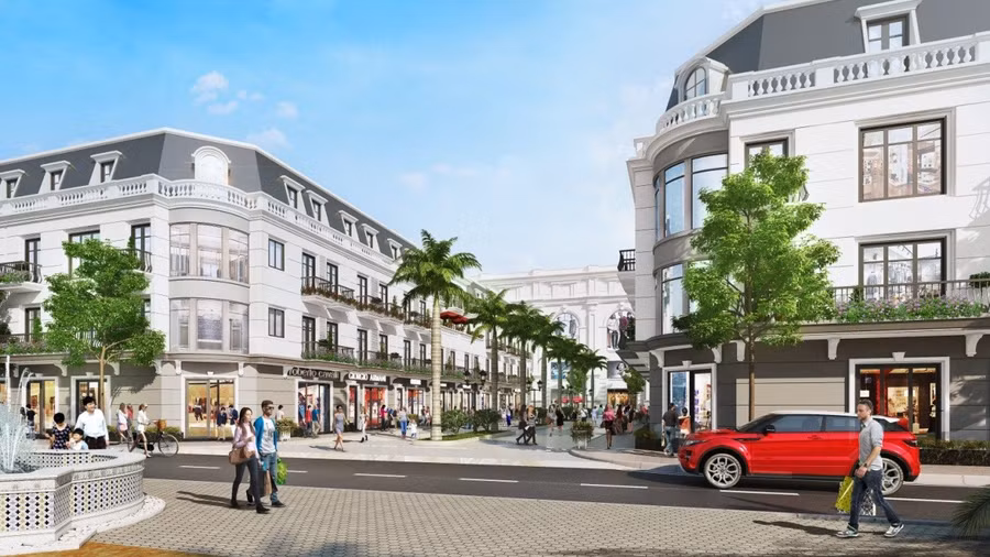 Phối cảnh một dãy phố Vincom Shophouse Yên Bái khi đi vào hoạt động