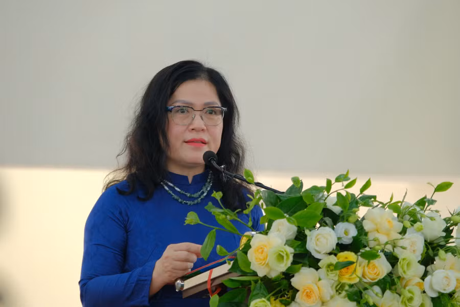 Bà Nguyễn Thị Kim Chi - Thứ trưởng Bộ GD&amp;ĐT phát biểu tại lễ khai mạc Hội khỏe Phù Đổng toàn quốc lần thứ X, năm 2024 khu vực II.