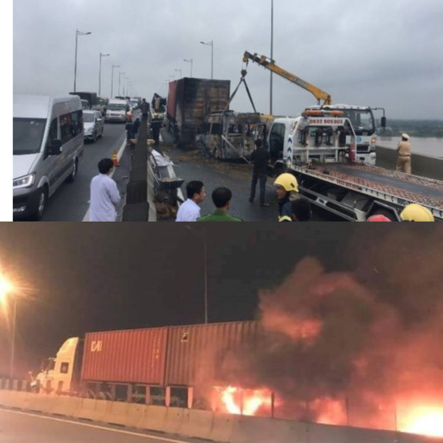 Xe khách đâm trực diện đuôi xe container trên cao tốc Long Thành, 2 người tử vong