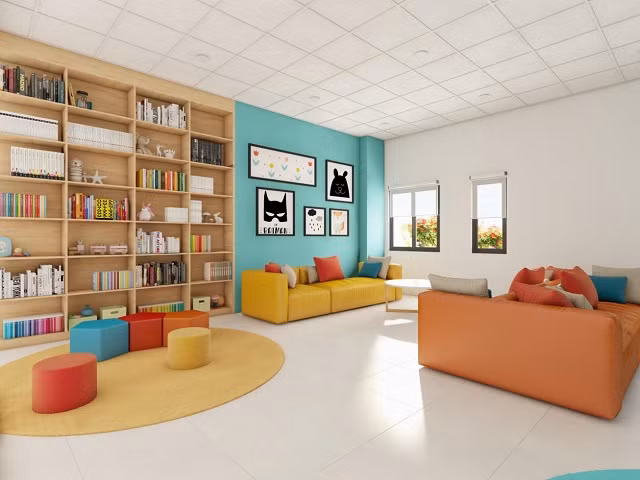 Phòng sinh hoạt chung cho học sinh nội trú tại IEC – Quảng Ngãi là không gian kết nối những người bạn – người anh em với nhau