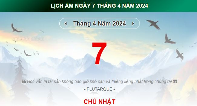 Lịch âm hôm nay - Xem lịch âm ngày 7/4