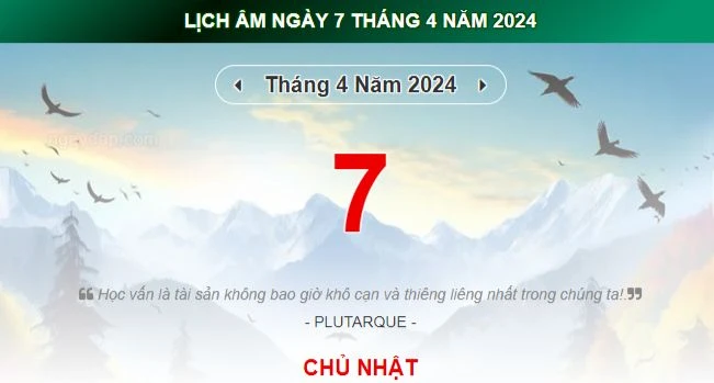 Lịch âm hôm nay - Xem lịch âm ngày 7/4