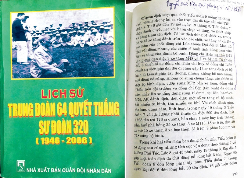 Lịch sử Trung đoàn 64 ghi chiến công của Nguyễn Xước Hiện