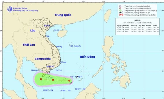 Đường đi và vị trí cơn bão.