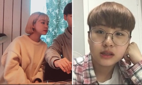 Cha Ji-won trước (ảnh trái) và sau khi cắt tóc, vứt hết đồ trang điêm. Cha Ji-won trước (ảnh trái) và sau khi cắt tóc, vứt hết đồ trang điêm.Ảnh: Theguardian.