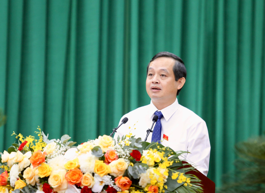 Ông Phạm Hoàng Sơn, Phó Bí thư Thường trực Tỉnh uỷ, Chủ tịch HĐND tỉnh Thái Nguyên phát biểu khai mạc.