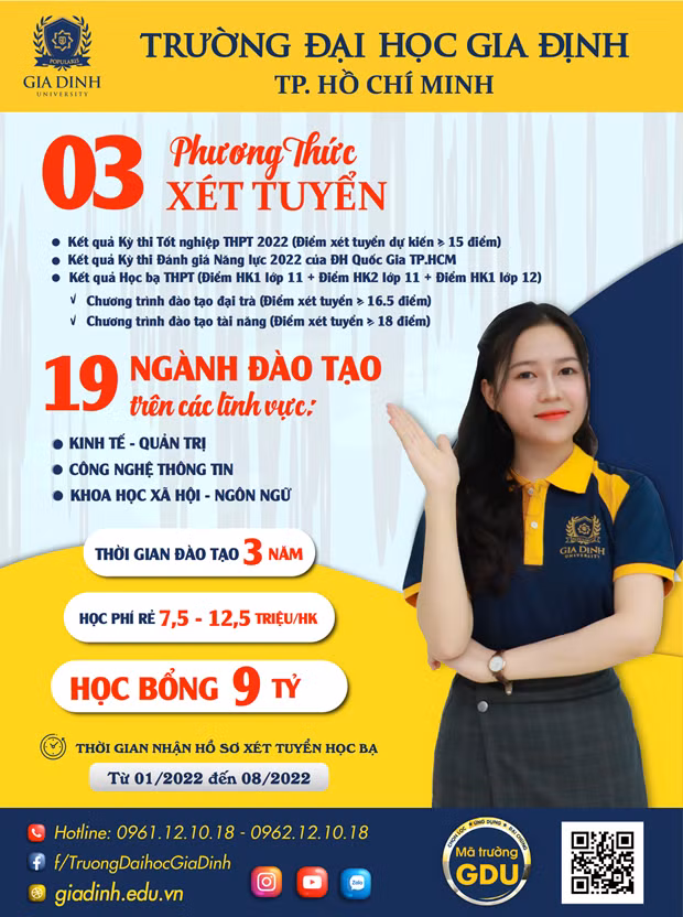 3 phương thức tuyển sinh vào GDU