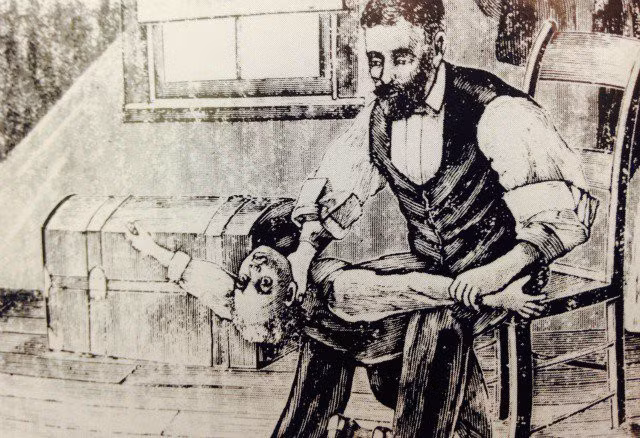 Hình vẽ minh họa cách giết người tàn độc của tên Holmes.