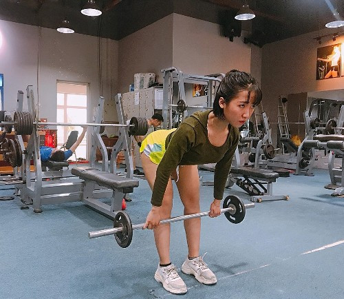 Ngọc Quế tập gym rèn luyện sức khỏe. Ảnh: C.K. Ngọc Quế tập gym rèn luyện sức khỏe. Ảnh: C.K