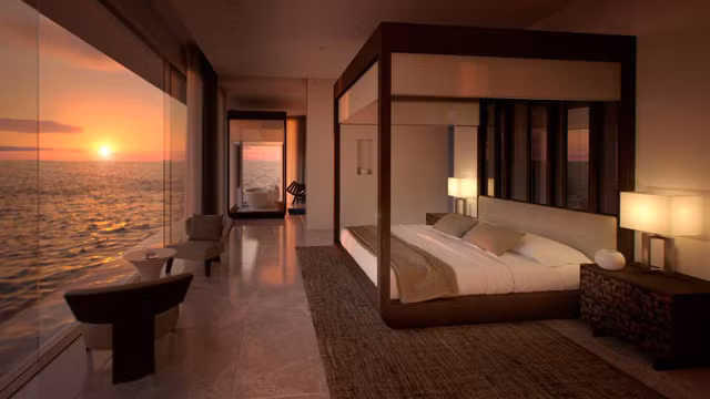 Muraka có cửa kính rộng mở để du khách lúc nào cũng có thể ngắm biển