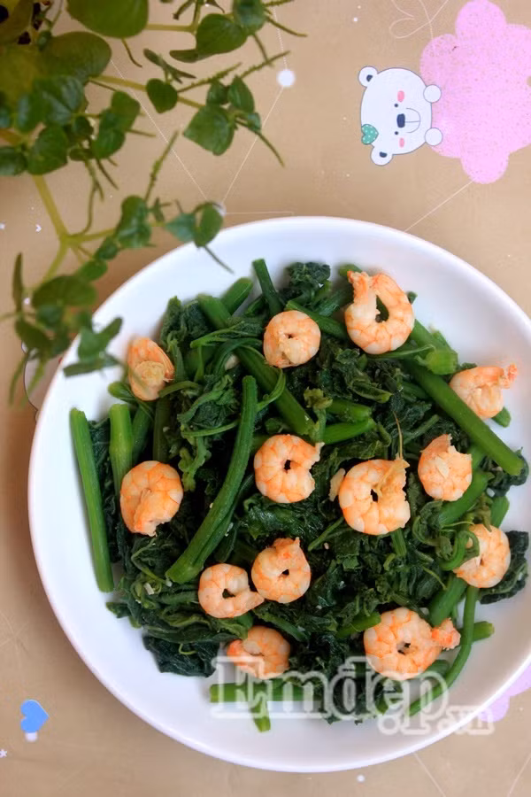 ra bí xào tôm nõn, rau xào, món ngon, món ngon đầu tuần