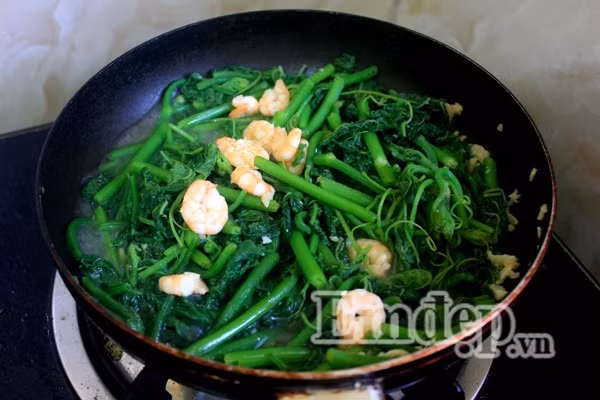 ra bí xào tôm nõn, rau xào, món ngon, món ngon đầu tuần