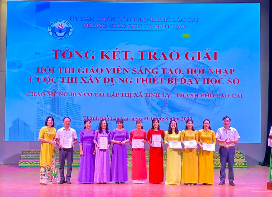 Cô Ngọc (thứ 4 từ phải sang) đạt giải Nhất trong Hội thi Giáo viên sáng tạo, hội nhập cấp thành phố. Cô Ngọc (thứ 4 từ phải sang) đạt giải Nhất trong Hội thi Giáo viên sáng tạo, hội nhập cấp thành phố.