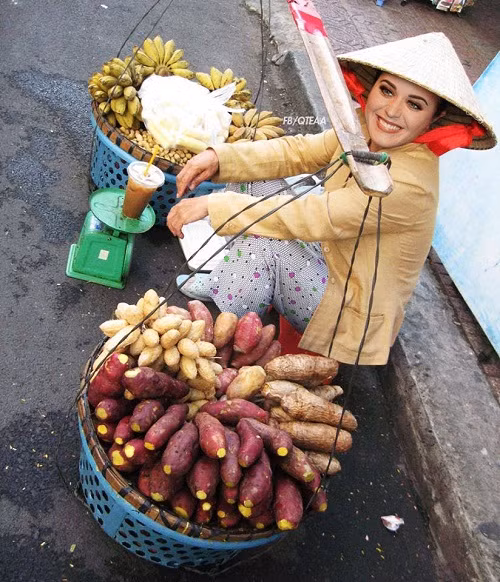 Katy Perry tần tảo sớm hôm bên gánh khoai luộc, chuối luộc.