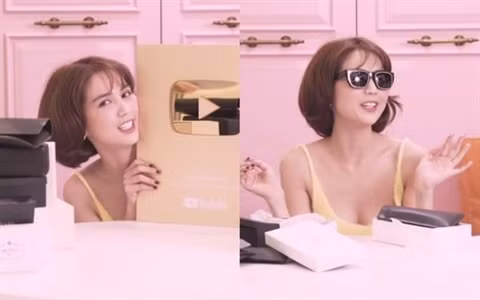 Ngọc Trinh nhận nút Vàng của Youtube.