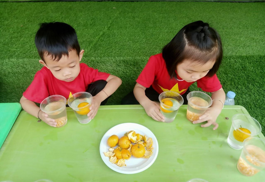 Trải nghiệm với “đá khói”, “vật nổi vật chìm” trong hoạt động khám phá khoa học.