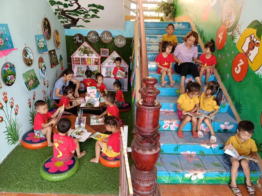 Cô và trẻ Trường Mầm non số 1 xã Na Tông hưởng ứng “Tuần lễ Học tập suốt đời”.